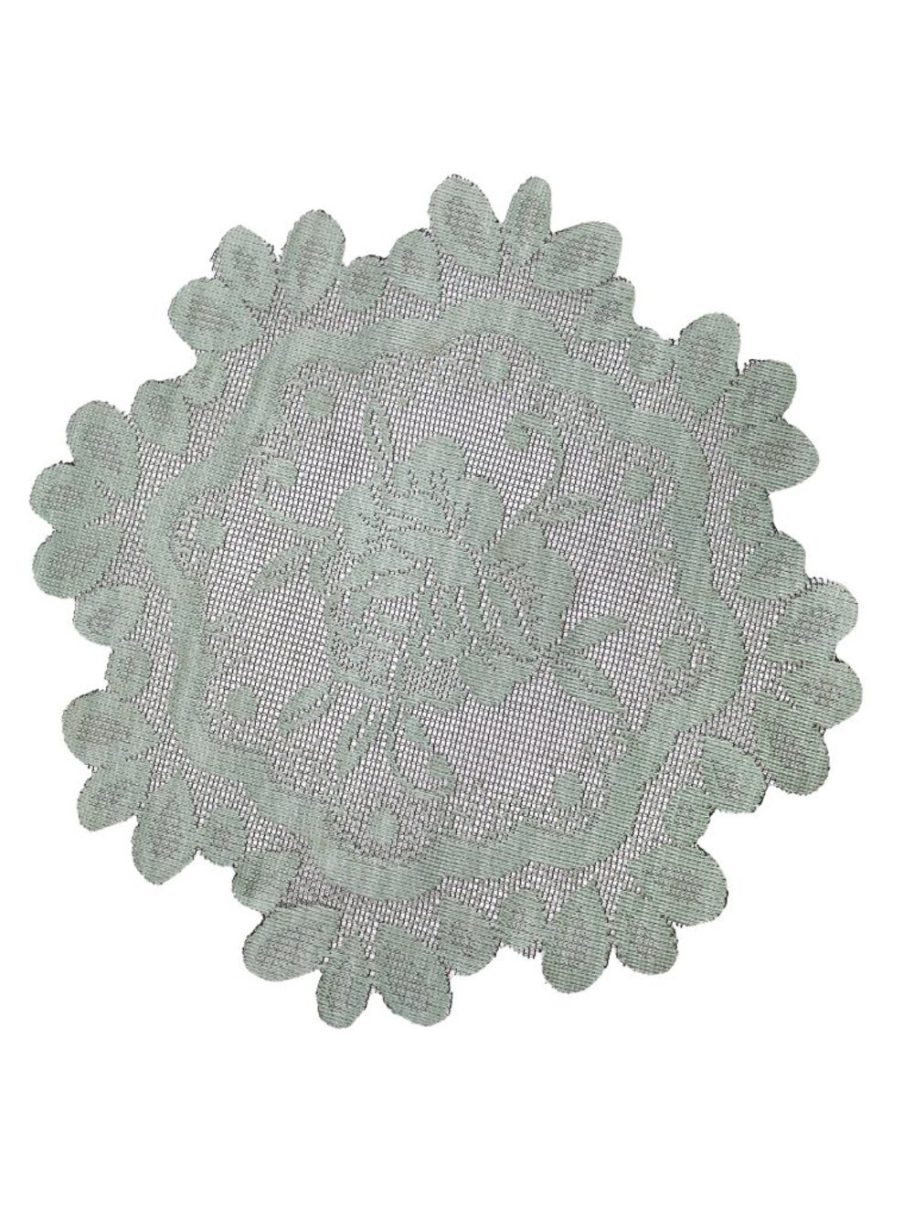 Vintage Sage Green Floral Lace Doily Scalloped Table Mat Cottagecore